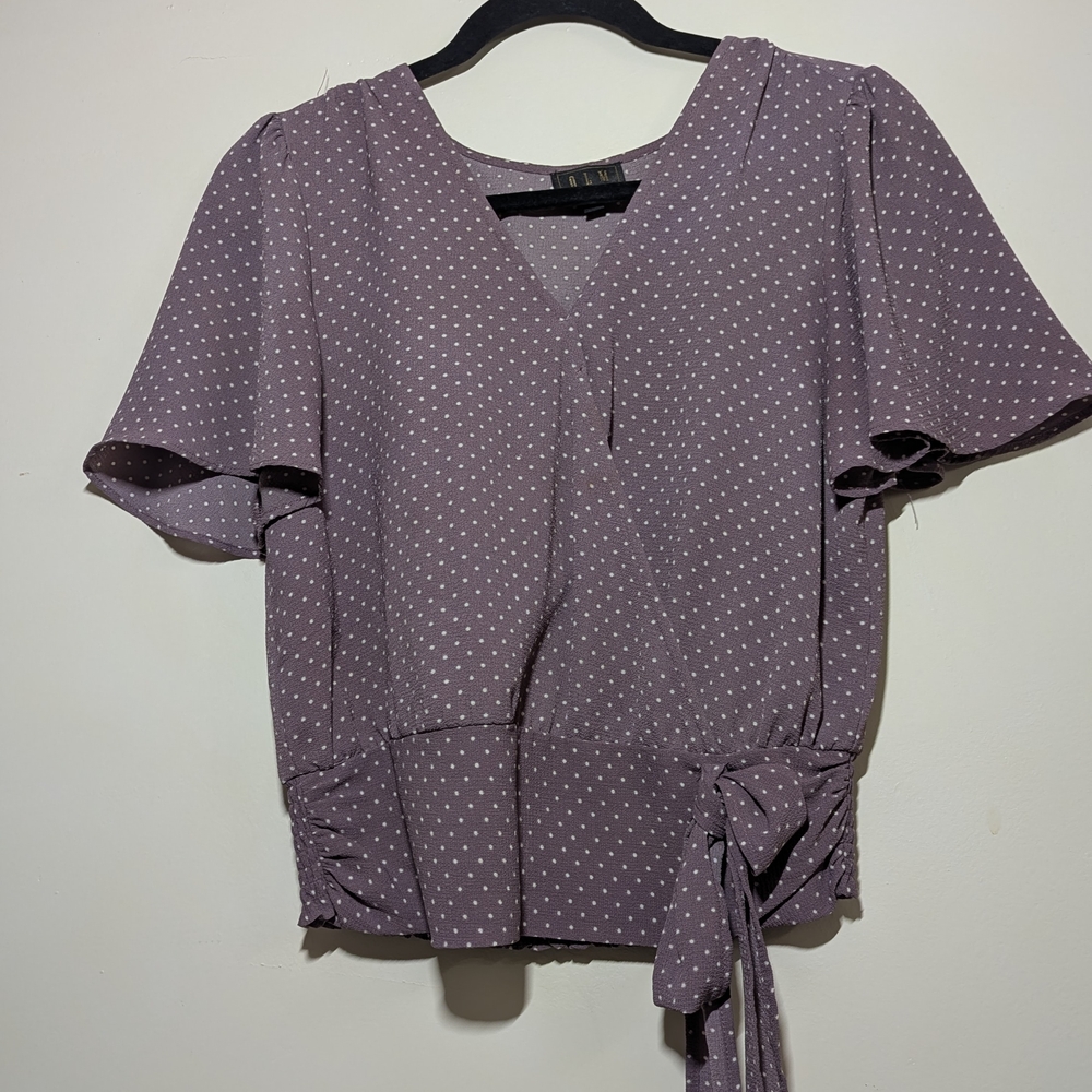 Elegant Mauve Polka Dot Blouse